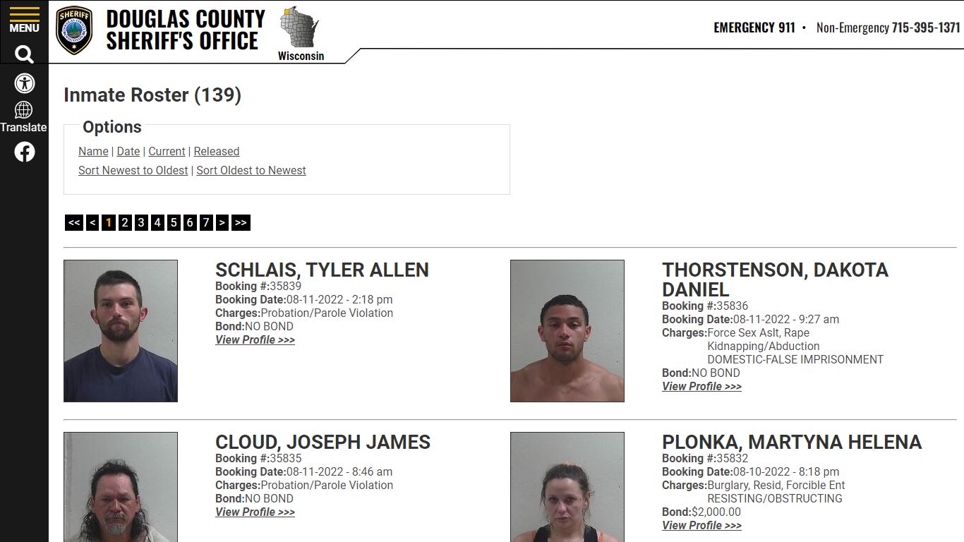 Inmate Roster - Douglas County Sheriff WI